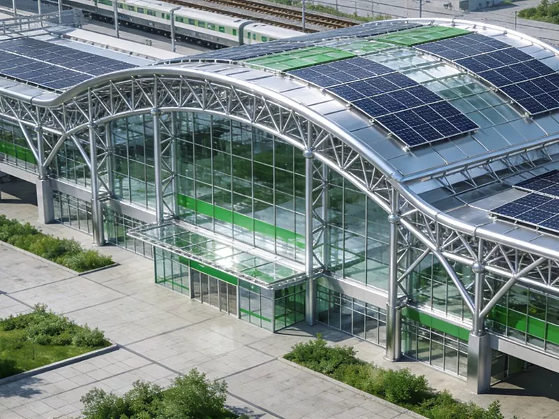 Milieuvriendelijk treinstation met stalen structuur