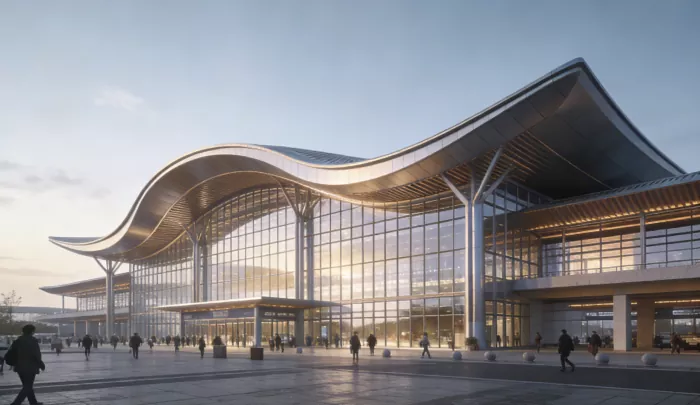 Groen geprefabriceerd treinstation