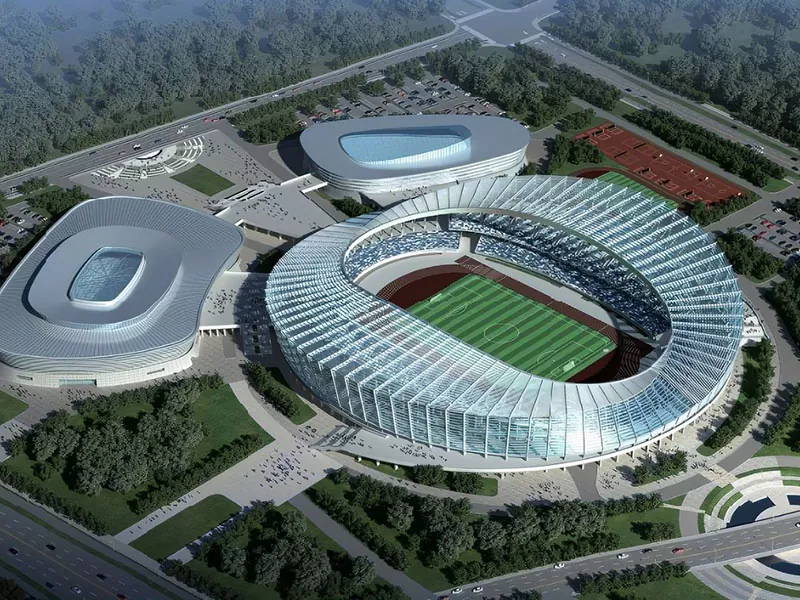Vooraf vervaardigde staalconstructie voor sportcentrumcomplex