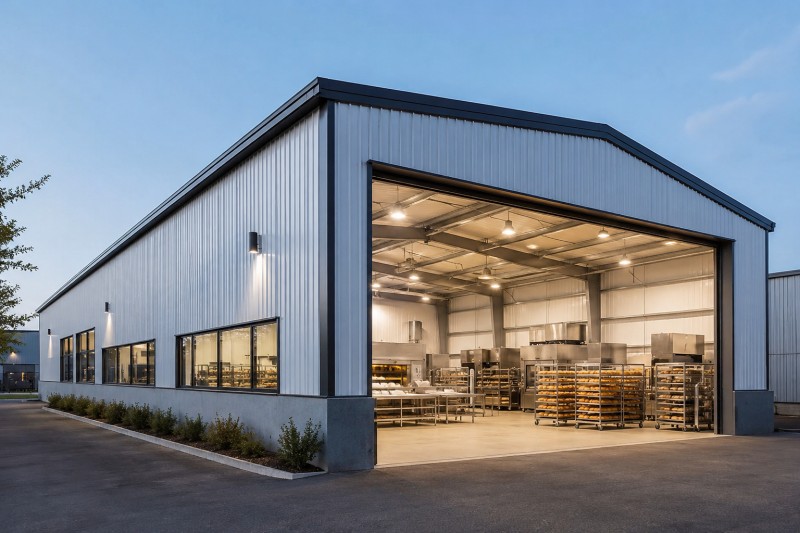 Stalen frame bakkerijwerkplaatsconstructie