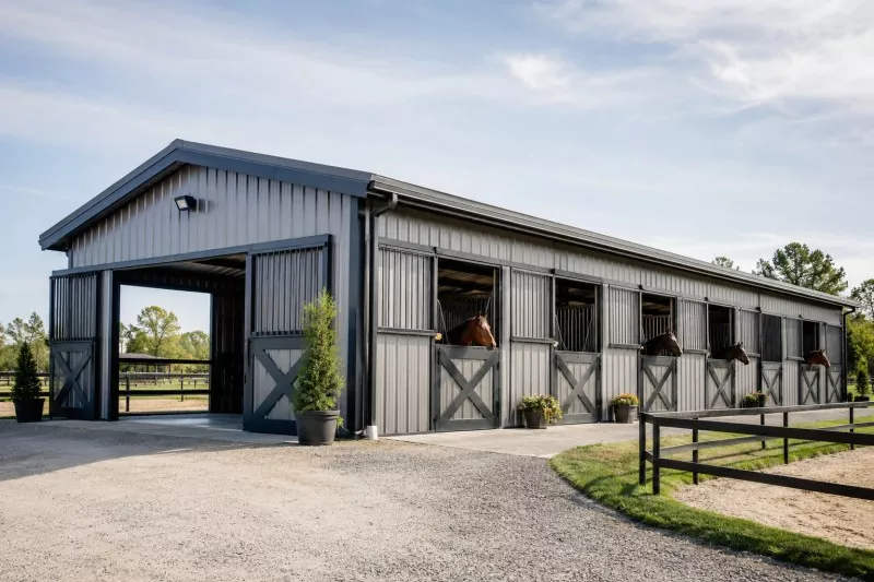 Stalen frame paardenstalconstructie