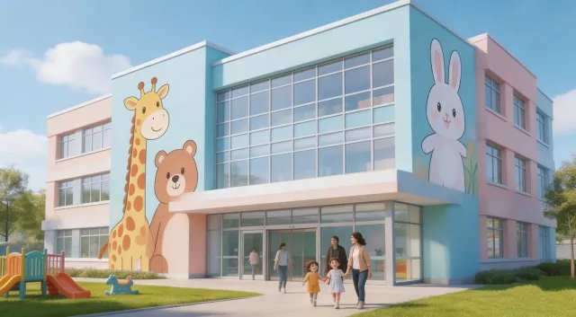 Speciaal kinderziekenhuis met stalen constructie