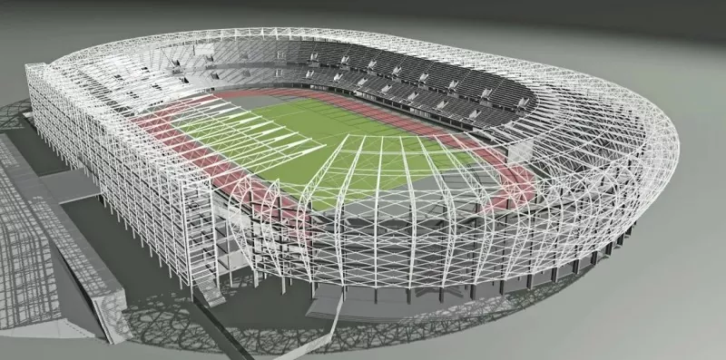Openluchtstadion van staalconstructie